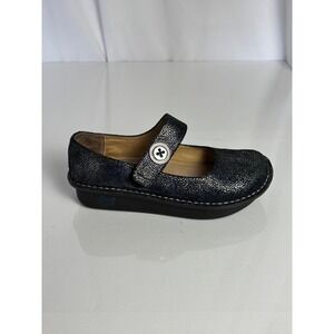 Alegria Paloma Mary Jane Shoes Black Blue Stingray Leather EU 38 US 8-8.5